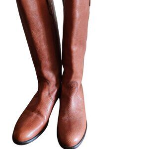 Italian Cognac Brown Knee High Leather Boots Size 9.5 M